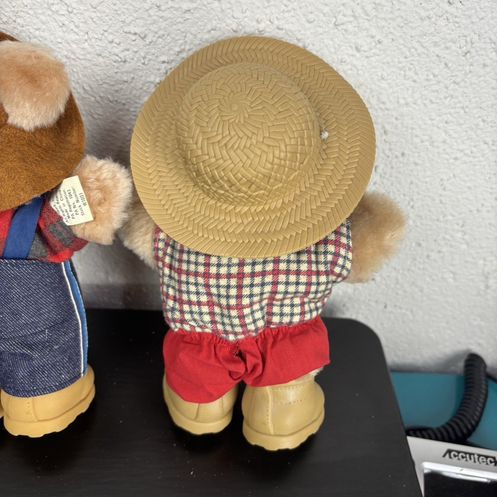 Vintage 1986 Wendys Furskins 7" Teddy Bear Plush Set Of 3 Bears Xavier Roberts - Picture 9 of 12